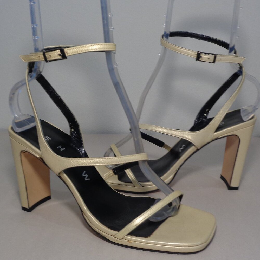 Shaw Size 8.5 M SANDRINE Soft Gold Leather Heeled Sandals New Women's Shoes